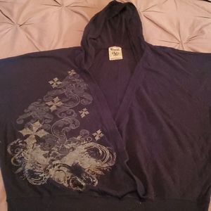 Light weight vocal cross wrap hoodie.